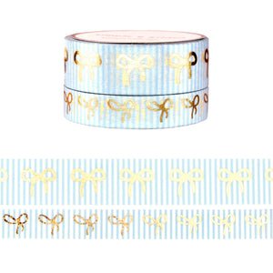 Seersucker Bow washi set (15/10mm + light gold foil)